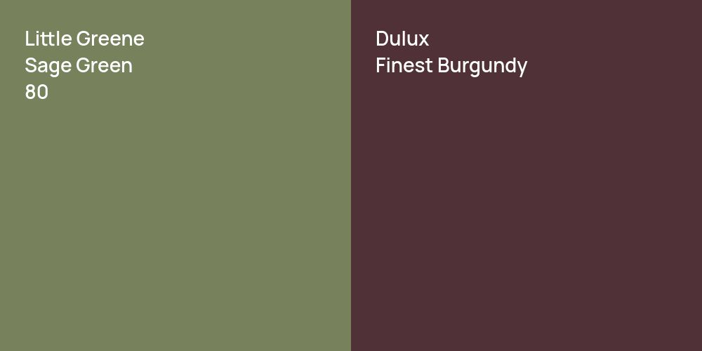 Little Greene Sage Green vs. Dulux Finest Burgundy