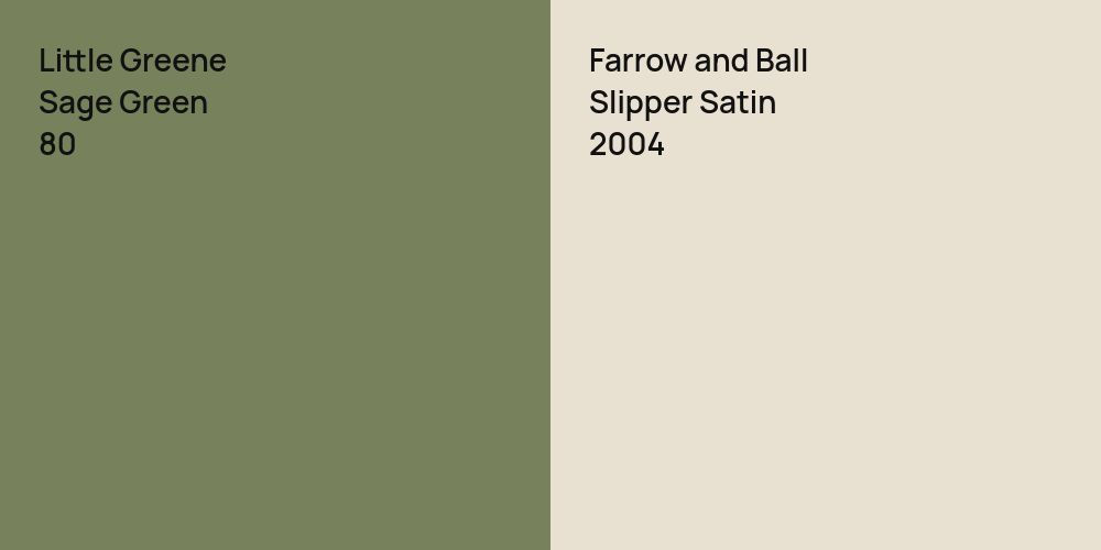 Little Greene Sage Green vs. Farrow and Ball Slipper Satin