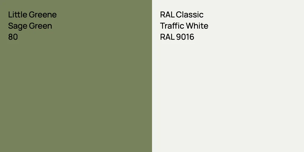 Little Greene Sage Green vs. RAL Classic Traffic White