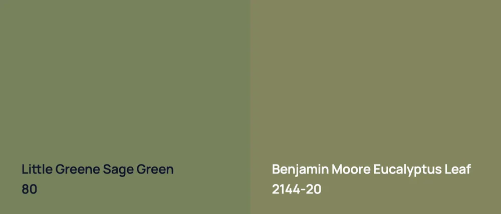 Little Greene Sage Green 80 vs Benjamin Moore Eucalyptus Leaf 2144-20