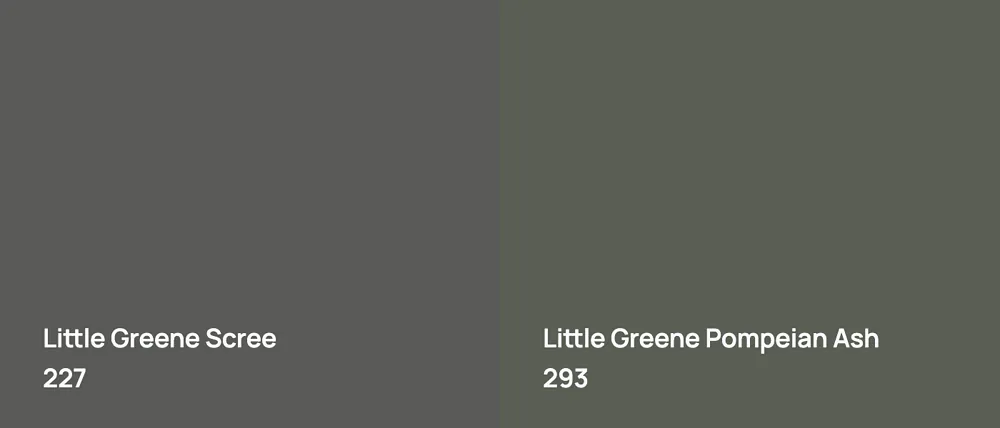 Little Greene Scree 227 vs Little Greene Pompeian Ash 293