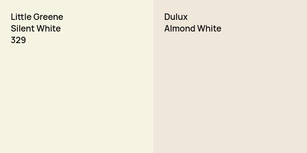 Little Greene Silent White vs. Dulux Almond White