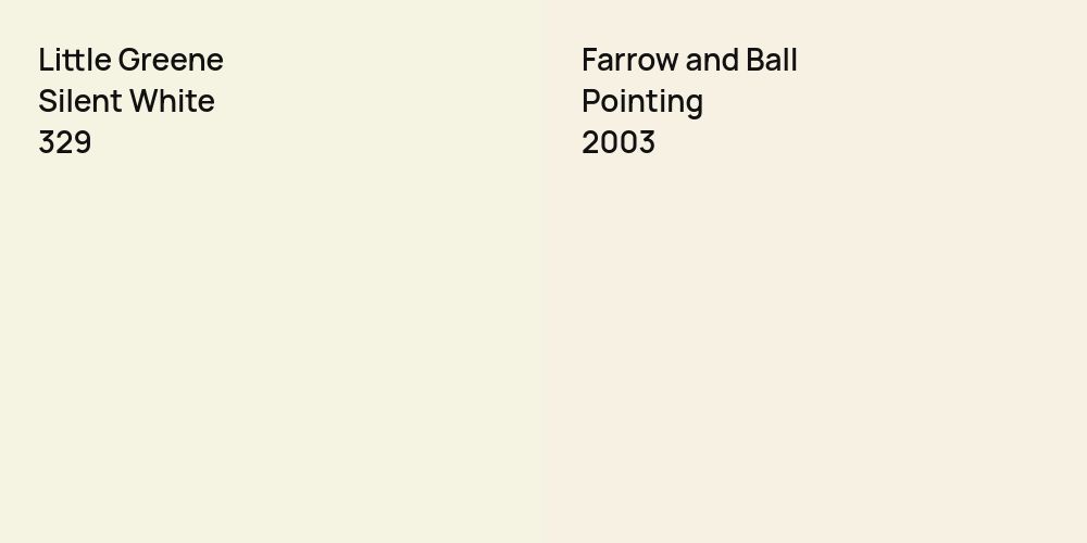 Little Greene Silent White vs. Farrow and Ball Pointing