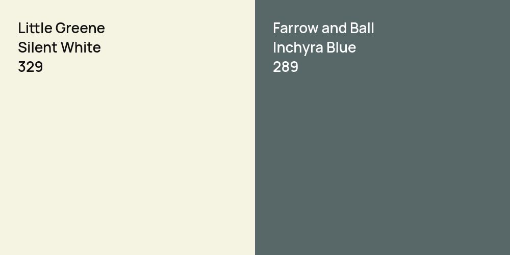 Little Greene Silent White vs. Farrow and Ball Inchyra Blue