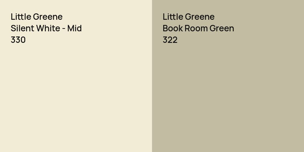 Little Greene Silent White - Mid vs. Little Greene Book Room Green