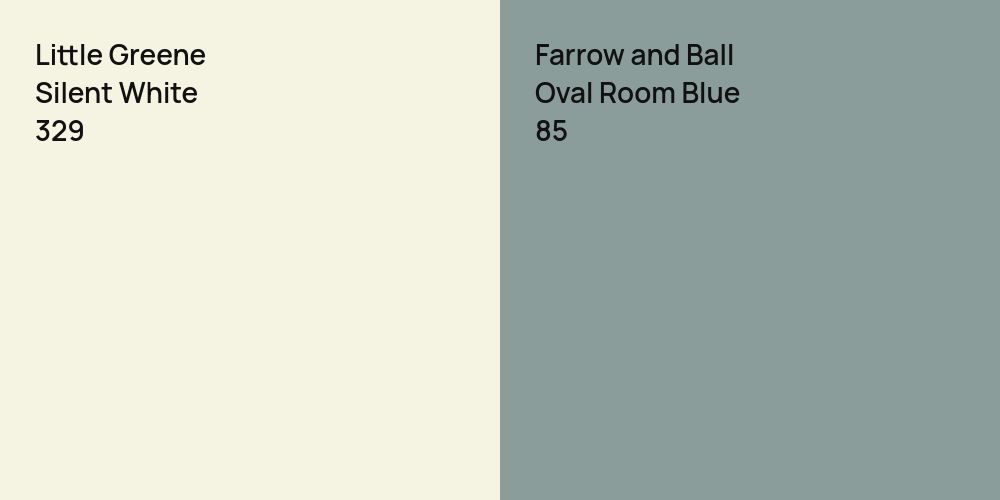 Little Greene Silent White vs. Farrow and Ball Oval Room Blue