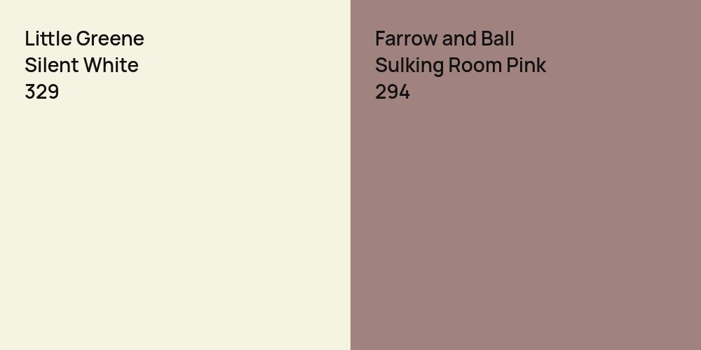 Little Greene Silent White vs. Farrow and Ball Sulking Room Pink