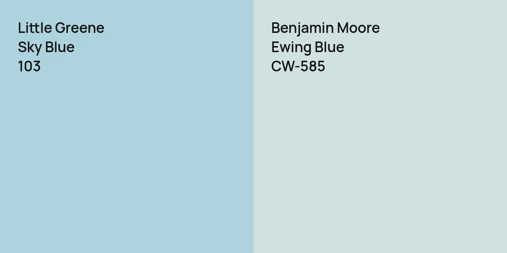 Little Greene Sky Blue vs. Benjamin Moore Ewing Blue