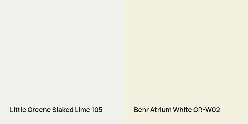 Little Greene Slaked Lime vs. Behr Atrium White