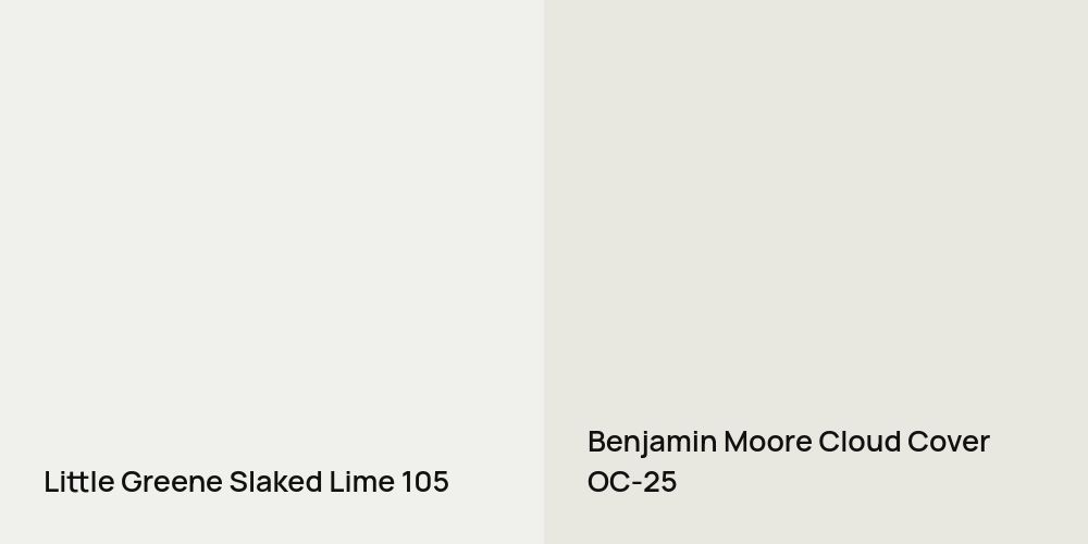 Little Greene Slaked Lime vs. Benjamin Moore Cloud Cover