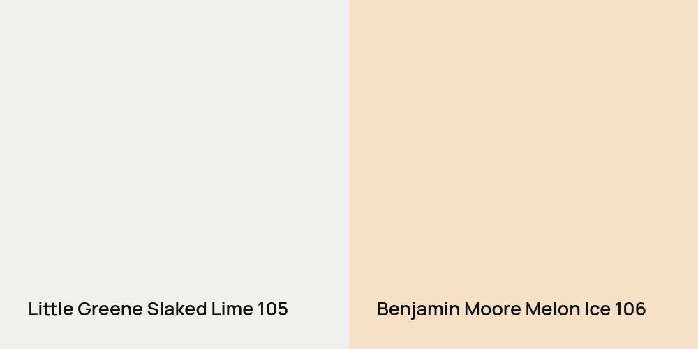 Little Greene Slaked Lime vs. Benjamin Moore Melon Ice