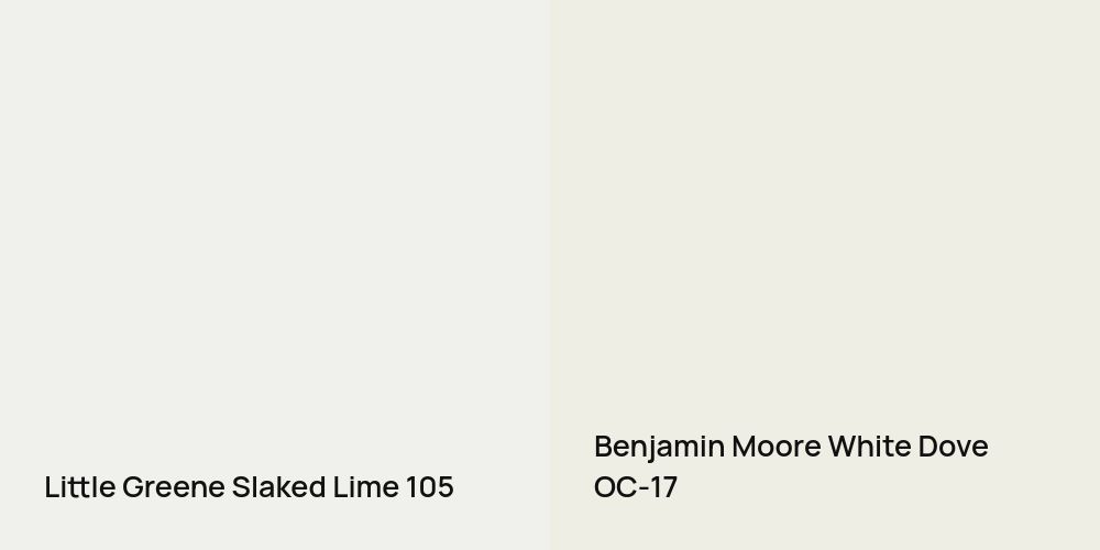 Little Greene Slaked Lime vs. Benjamin Moore White Dove