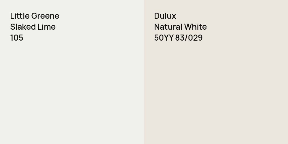 Little Greene Slaked Lime vs. Dulux Natural White