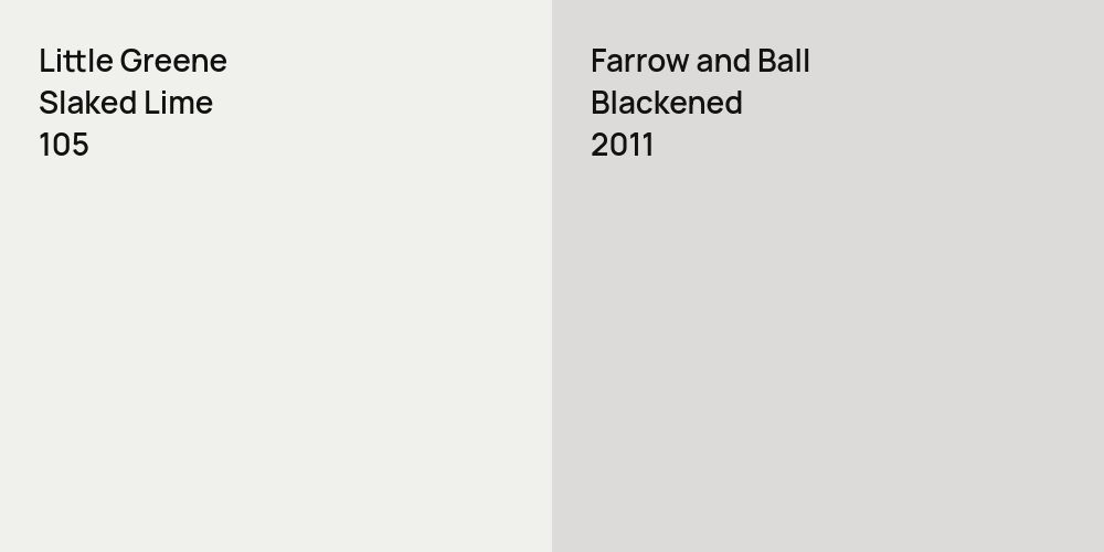 Little Greene Slaked Lime vs. Farrow and Ball Blackened