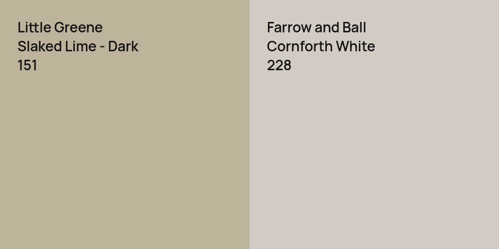 Little Greene Slaked Lime - Dark vs. Farrow and Ball Cornforth White