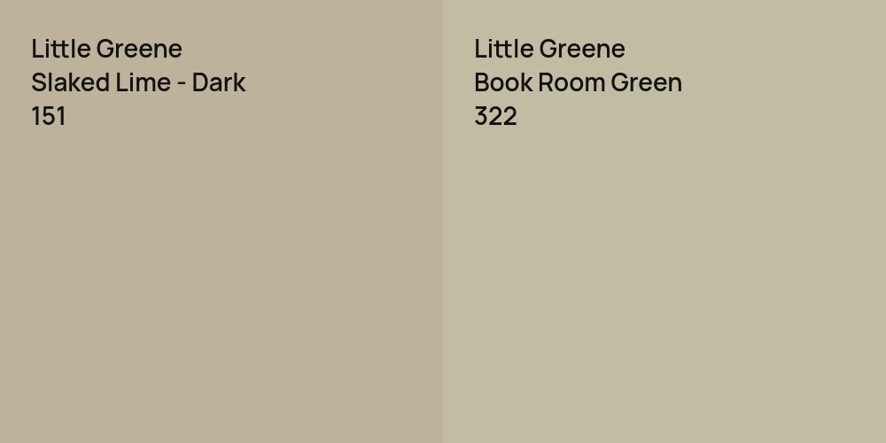 Little Greene Slaked Lime - Dark vs. Little Greene Book Room Green