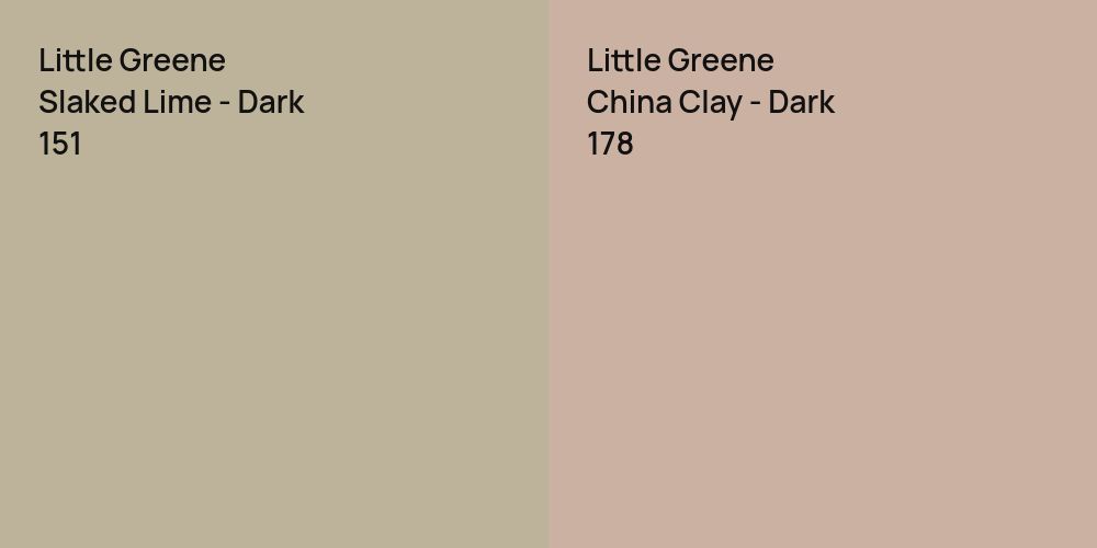 Little Greene Slaked Lime - Dark vs. Little Greene China Clay - Dark