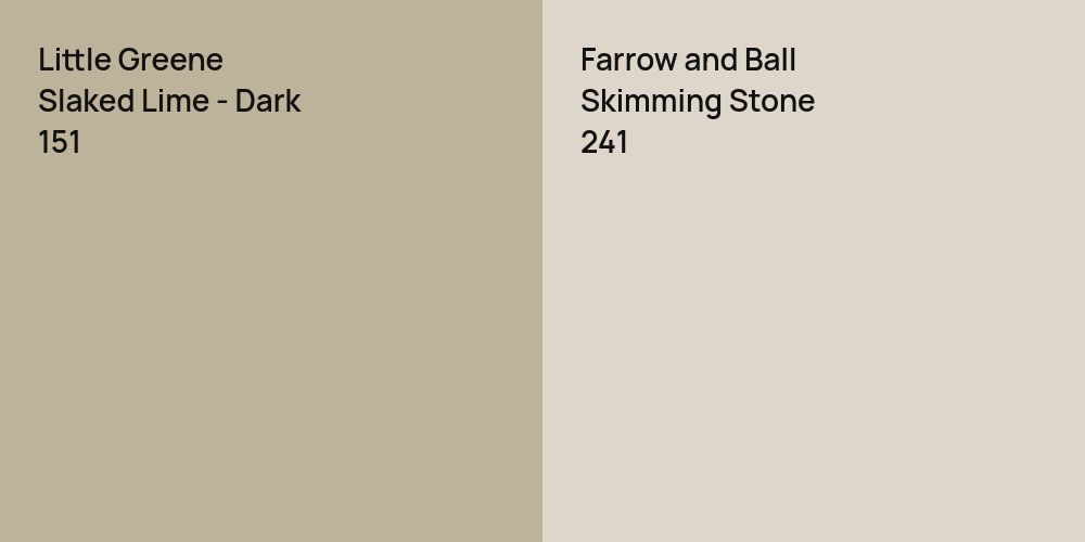 Little Greene Slaked Lime - Dark vs. Farrow and Ball Skimming Stone