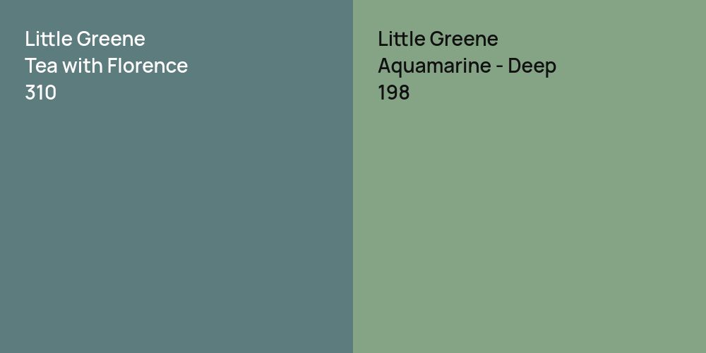 Little Greene Tea with Florence vs. Little Greene Aquamarine - Deep