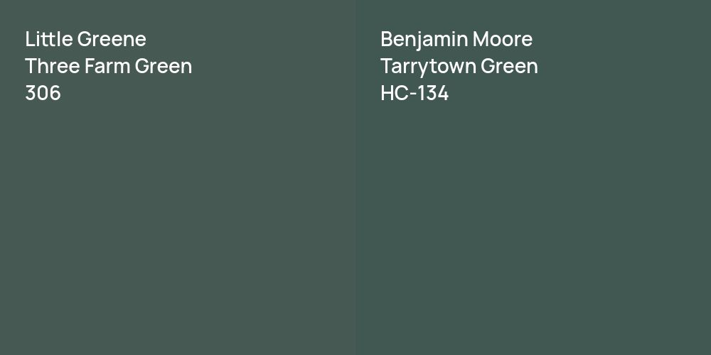 Little Greene Three Farm Green vs. Benjamin Moore Tarrytown Green