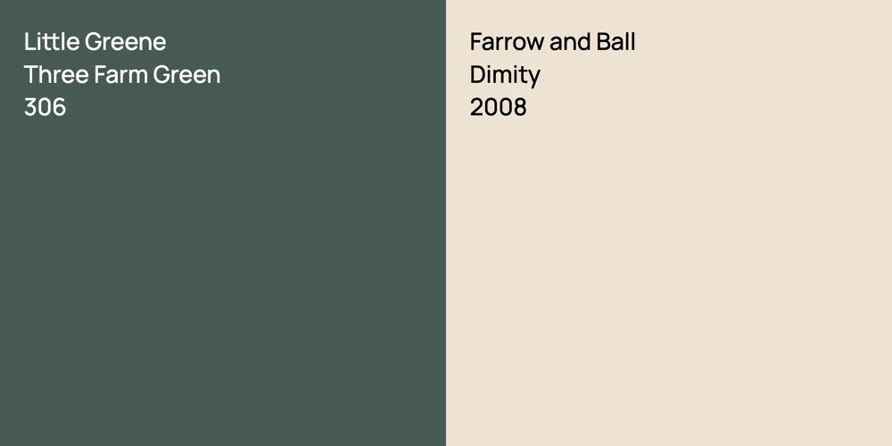 Little Greene Three Farm Green vs. Farrow and Ball Dimity