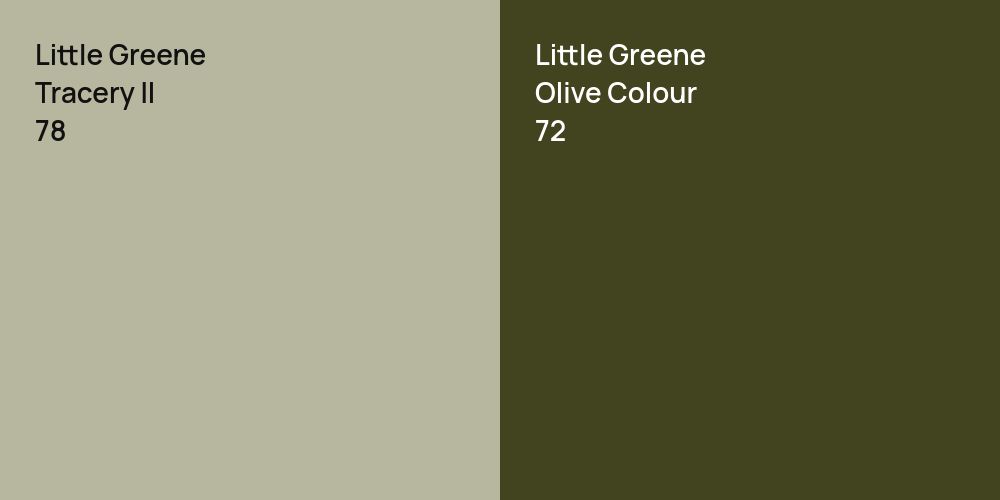 Little Greene Tracery II vs. Little Greene Olive Colour