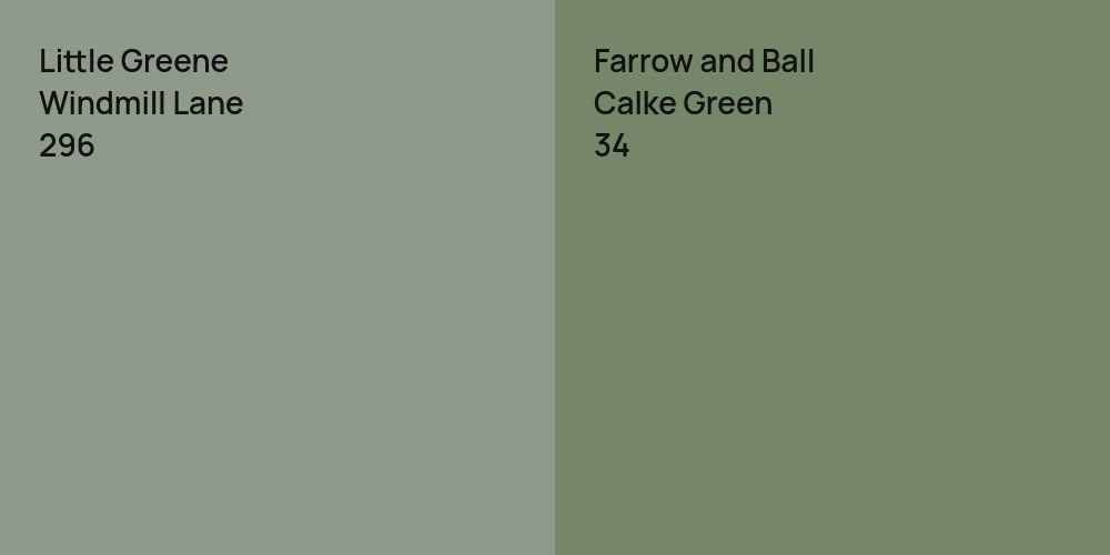 Little Greene Windmill Lane vs. Farrow and Ball Calke Green