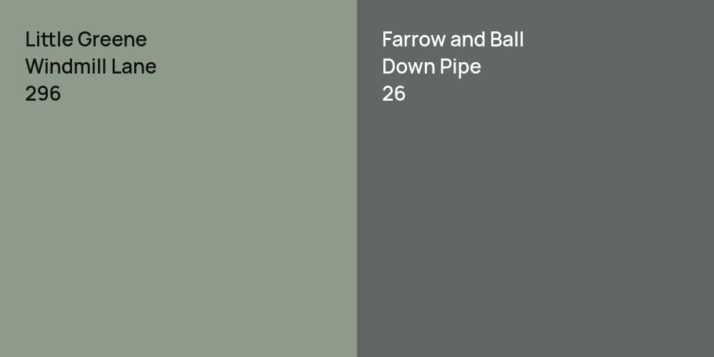 Little Greene Windmill Lane vs. Farrow and Ball Down Pipe