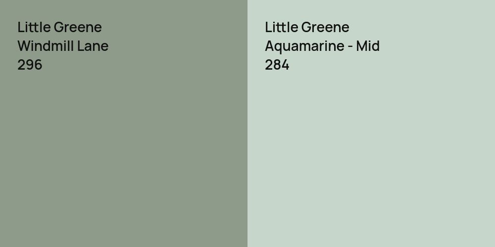 Little Greene Windmill Lane vs. Little Greene Aquamarine - Mid