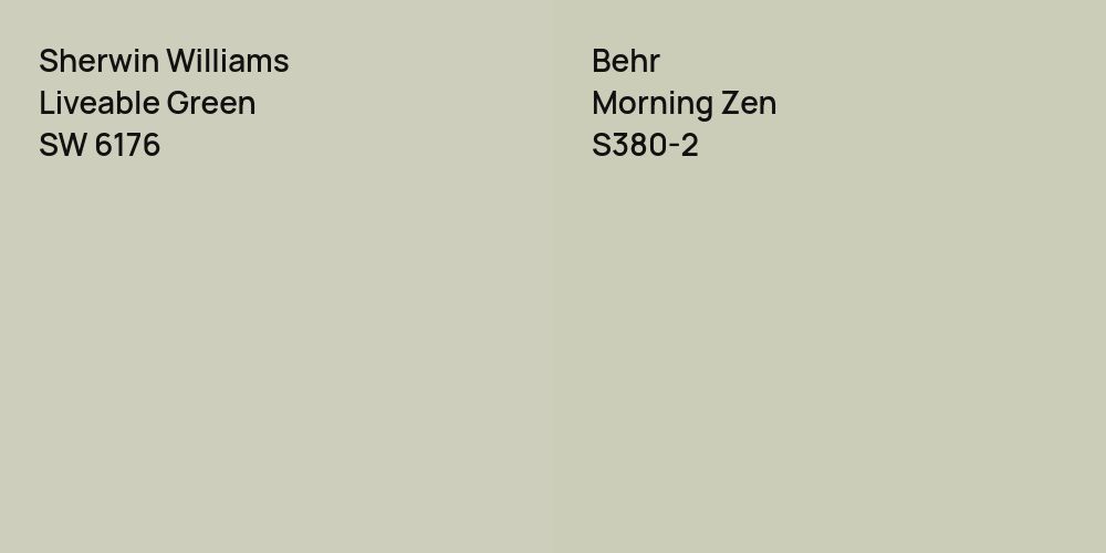 Sherwin Williams Liveable Green vs. Behr Morning Zen