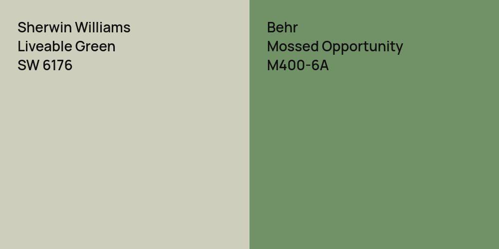 Sherwin Williams Liveable Green vs. Behr Mossed Opportunity