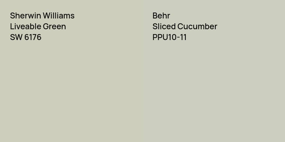 Sherwin Williams Liveable Green vs. Behr Sliced Cucumber