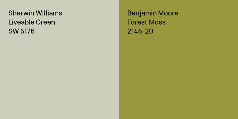 Sherwin Williams Liveable Green vs. Benjamin Moore Forest Moss