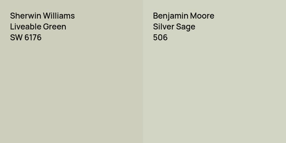 Sherwin Williams Liveable Green vs. Benjamin Moore Silver Sage