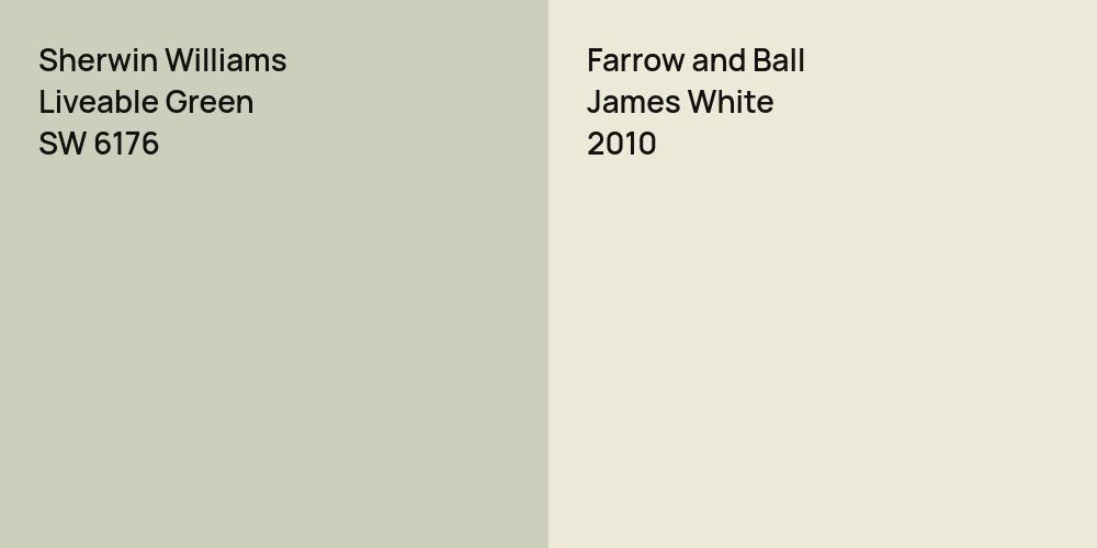 Sherwin Williams Liveable Green vs. Farrow and Ball James White