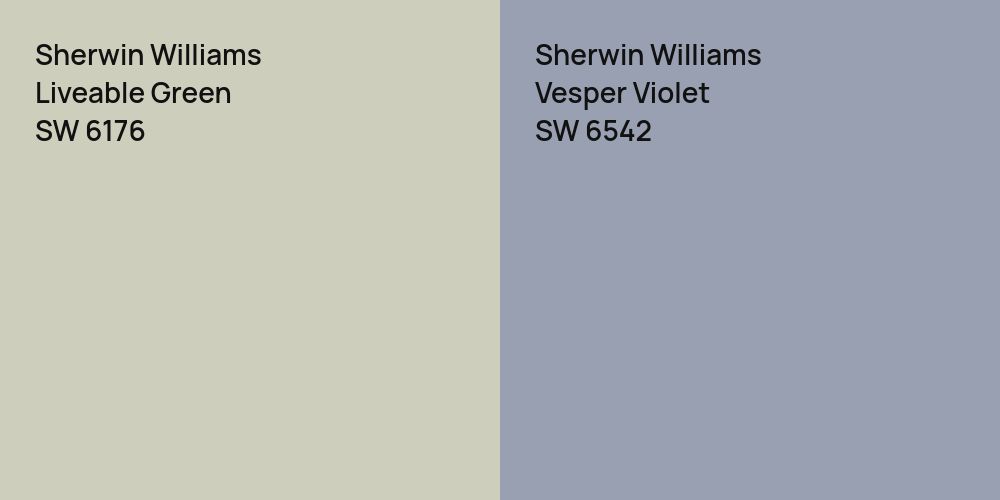 Sherwin Williams Liveable Green vs. Sherwin Williams Vesper Violet