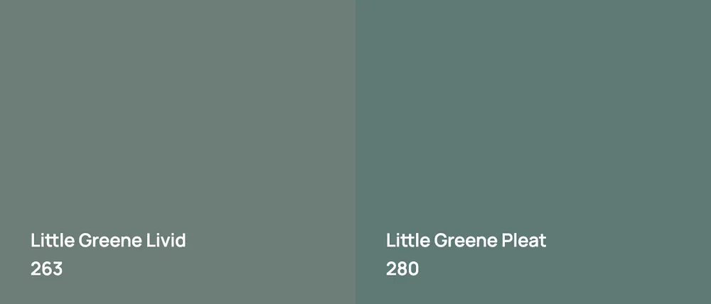 Little Greene Livid 263 vs Little Greene Pleat 280