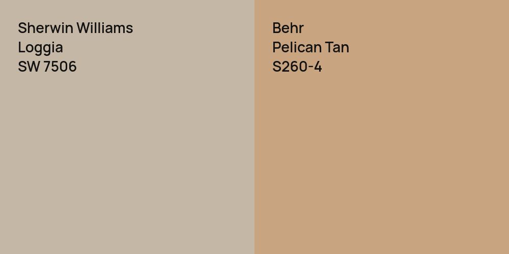 Sherwin Williams Loggia vs. Behr Pelican Tan