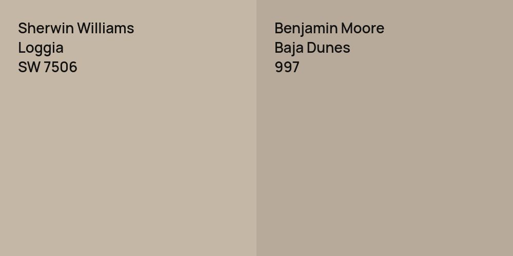 Sherwin Williams Loggia vs. Benjamin Moore Baja Dunes