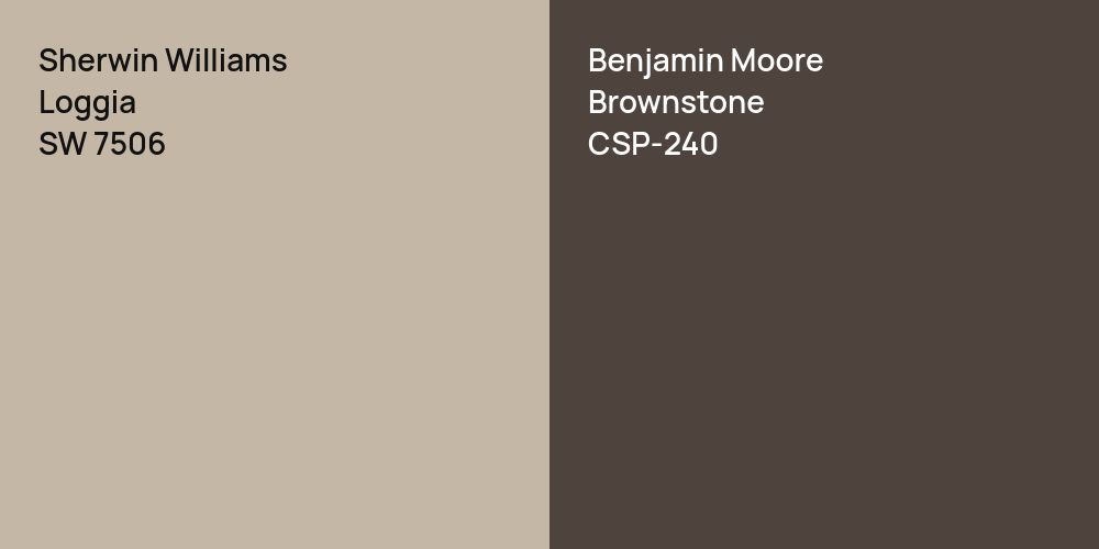 Sherwin Williams Loggia vs. Benjamin Moore Brownstone