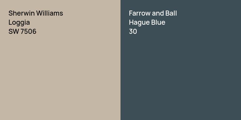 Sherwin Williams Loggia vs. Farrow and Ball Hague Blue