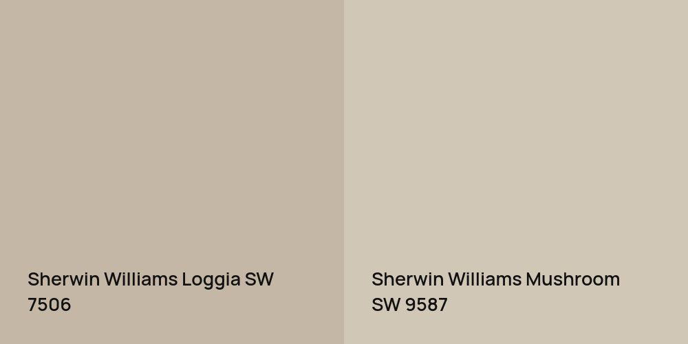 Sherwin Williams Loggia vs. Sherwin Williams Mushroom