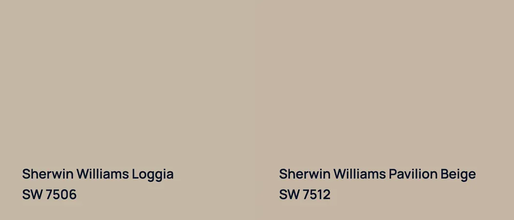 Sherwin Williams Loggia SW 7506 vs Sherwin Williams Pavilion Beige SW 7512