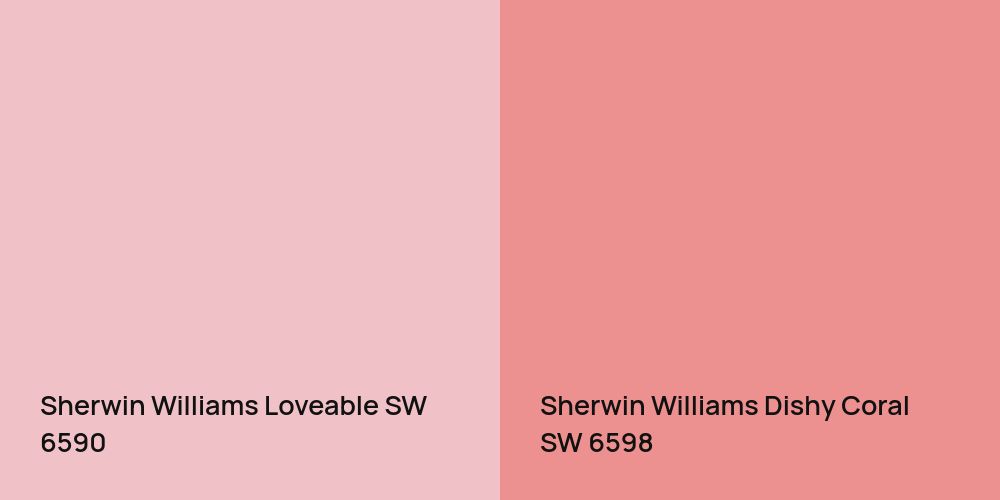 Sherwin Williams Loveable vs. Sherwin Williams Dishy Coral