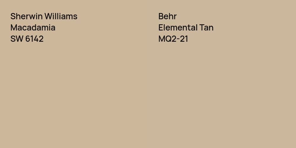 Sherwin Williams Macadamia vs. Behr Elemental Tan