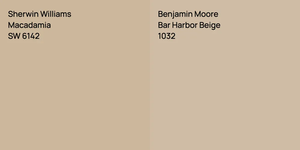 Sherwin Williams Macadamia vs. Benjamin Moore Bar Harbor Beige