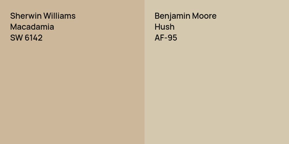 Sherwin Williams Macadamia vs. Benjamin Moore Hush