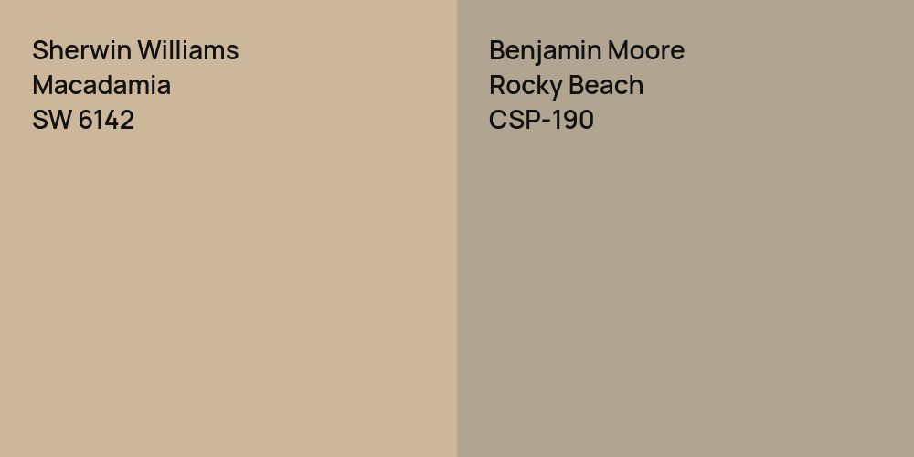 Sherwin Williams Macadamia vs. Benjamin Moore Rocky Beach