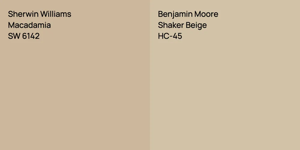 Sherwin Williams Macadamia vs. Benjamin Moore Shaker Beige