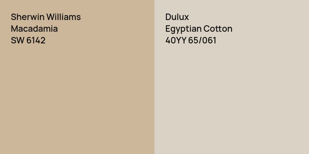 Sherwin Williams Macadamia vs. Dulux Egyptian Cotton